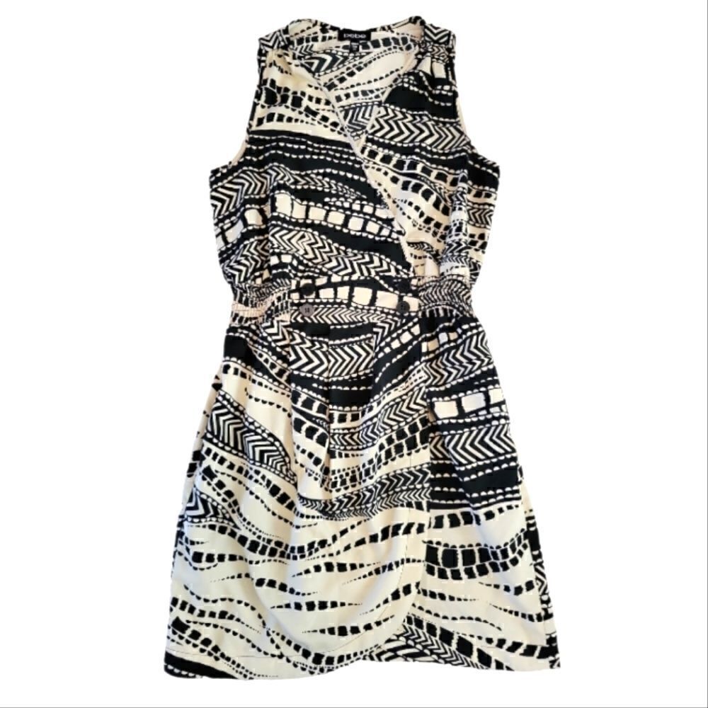 EC BEBE PATERN BORDER MOTIF WRAP DRESS W/POCKETS SZ.XS